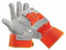 Výstražné pracovní rukavice CURLEW, hovězí štípenka,oranžová